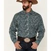 Cinch Men's White Large Paisley Print Long Sleeve Button-Down Western Shirt 