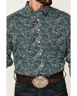 Cinch Men's White Large Paisley Print Long Sleeve Button-Down Western Shirt  -Cinch Shop 2000357803 100 P3