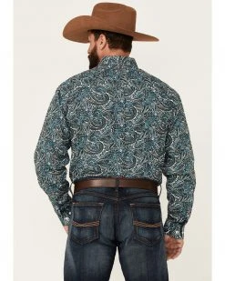 Cinch Men's White Large Paisley Print Long Sleeve Button-Down Western Shirt  -Cinch Shop 2000357803 100 P4