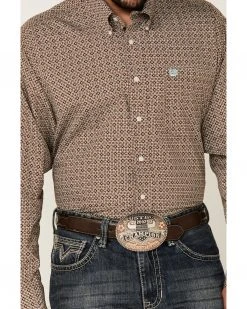 Cinch Men's Medallion Geo Print Long Sleeve Button-Down Western Shirt  Brown -Cinch Shop 2000357804 200 P3