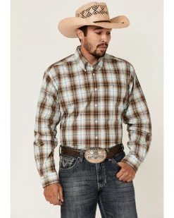 Cinch Men's Brown Large Plaid Long Sleeve Button-Down Western Shirt  -Cinch Shop 2000357805 200 P1 1