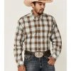 Cinch Men's Brown Large Plaid Long Sleeve Button-Down Western Shirt 