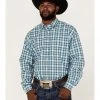 Cinch Men's Large Plaid Long Sleeve Button-Down Western Shirt  White