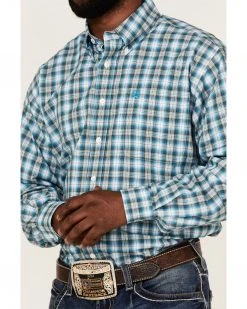 Cinch Men's Large Plaid Long Sleeve Button-Down Western Shirt  White -Cinch Shop 2000357806 100 P3