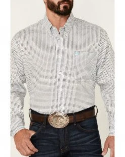 Cinch Men's White Stretch Geo Print Long Sleeve Button-Down Western Shirt 7 Cinch Men's White Stretch Geo Print Long Sleeve Button-Down Western Shirt -Cinch Shop 2000357808 100 P3
