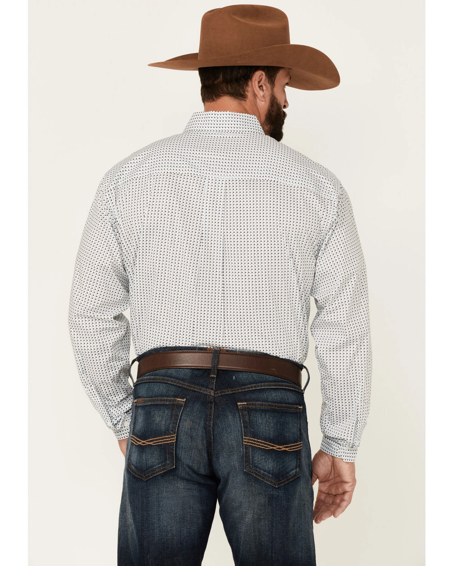 Cinch Men's White Stretch Geo Print Long Sleeve Button-Down Western Shirt 4 Cinch Men's White Stretch Geo Print Long Sleeve Button-Down Western Shirt - Image 4