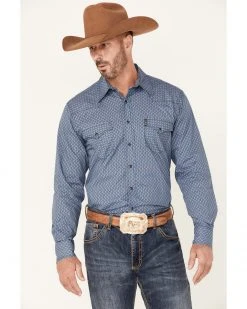 Cinch Men's Blue Small Circle Modern Fit Geo Print Long Sleeve Snap Western Shirt  -Cinch Shop 2000357809 400 P1 1