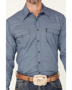 Cinch Men's Blue Small Circle Modern Fit Geo Print Long Sleeve Snap Western Shirt  -Cinch Shop 2000357809 400 P3