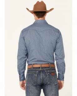 Cinch Men's Blue Small Circle Modern Fit Geo Print Long Sleeve Snap Western Shirt  -Cinch Shop 2000357809 400 P4