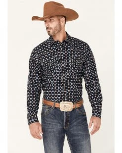 Cinch Men's Black Medallion Geo Print Long Sleeve Snap Western Shirt Modern Fit