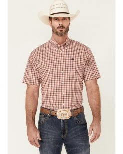 Cinch Men's Pink Small Plaid Short Sleeve Button-Down Western Shirt  -Cinch Shop 2000357830 650 P1 1