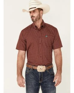 Cinch Men's Red Geo Print Short Sleeve Button-Down Western Shirt  -Cinch Shop 2000357831 600 P1 1