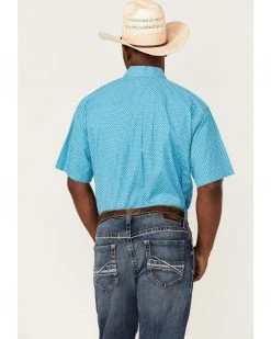 Cinch Men's Blue Small Floral Print Short Sleeve Button-Down Western Shirt  -Cinch Shop 2000357834 400 P4