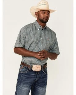 Cinch Men's Blue Medallion Geo Print Short Sleeve Button-Down Western Shirt 