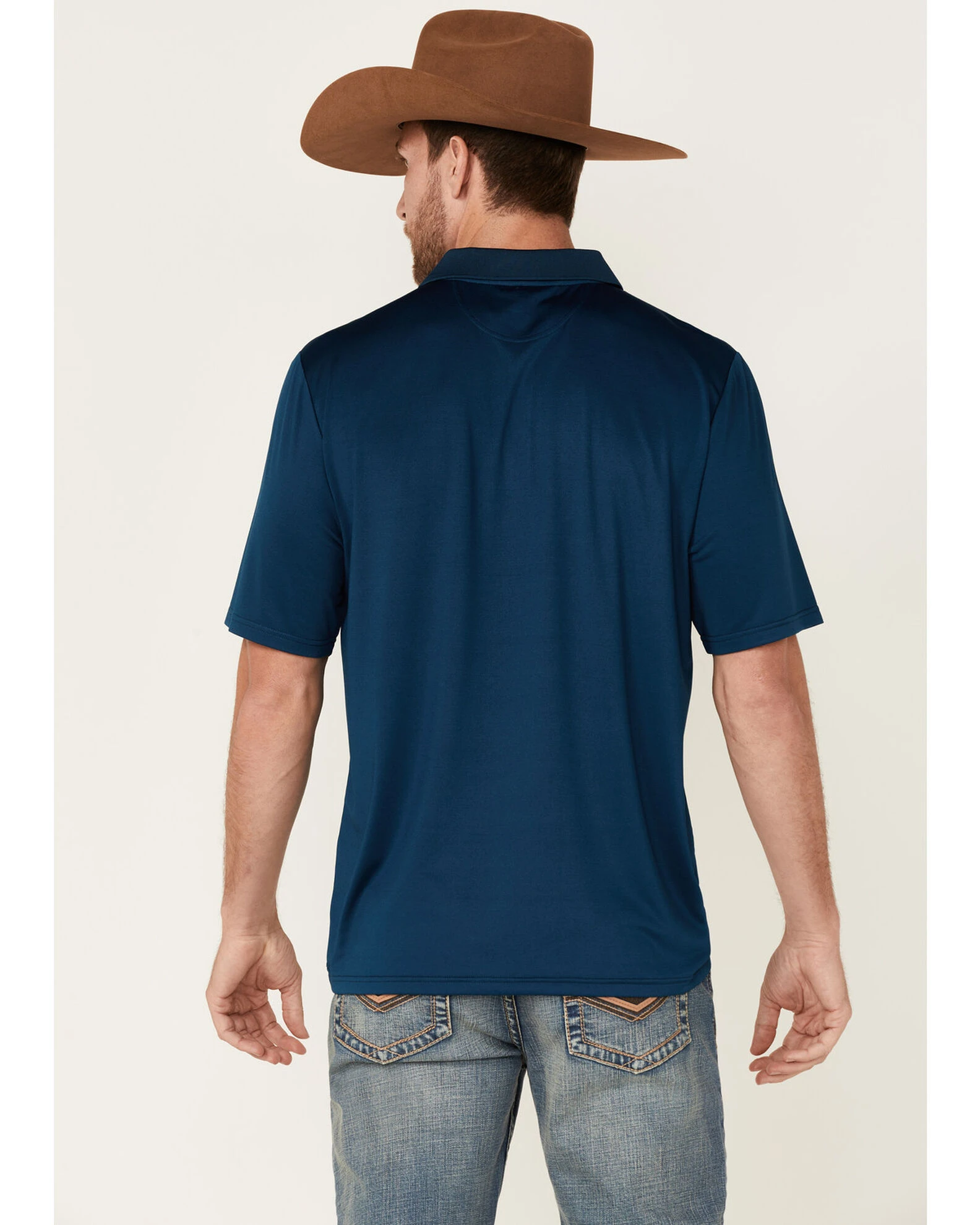 Cinch Men's Arena Flex Blue Chest Stripe Short Sleeve Polo Shirt 4 Cinch Men's Arena Flex Blue Chest Stripe Short Sleeve Polo Shirt - Image 4