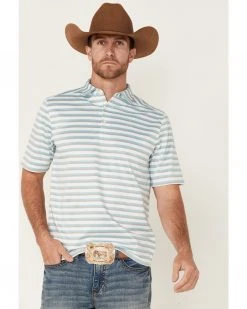 Cinch Men's AF White Stripe Short Sleeve Polo Shirt 