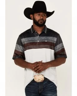 Cinch Men's AF Grey Chest Stripe Short Sleeve Polo Shirt 
