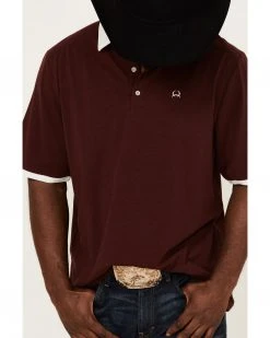Cinch Men's Arena Flex Solid Burgundy Ringer Short Sleeve Polo Shirt  -Cinch Shop 2000357846 640 P3