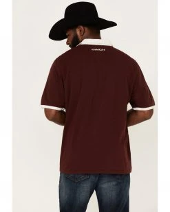 Cinch Men's Arena Flex Solid Burgundy Ringer Short Sleeve Polo Shirt  -Cinch Shop 2000357846 640 P4