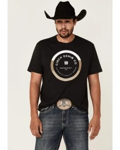 Cinch Men's Heather Black Logo Circle Graphic Short Sleeve T-Shirt 