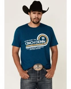 Cinch Men's Heather Teal The Brand Logo Graphic Short Sleeve T-Shirt 