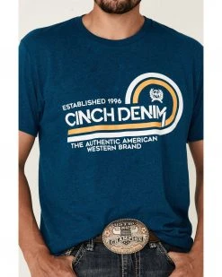 Cinch Men's Heather Teal The Brand Logo Graphic Short Sleeve T-Shirt  -Cinch Shop 2000357850 442 P3
