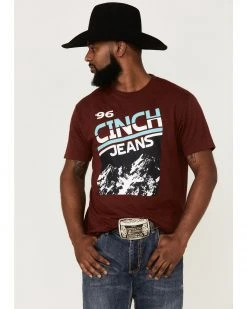 Cinch Men's Jeans 96' Mountain Graphic T-Shirt  Heather Red -Cinch Shop 2000357853 603 P1 1