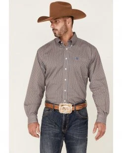 Cinch Men's Multi Stretch Geo Print Long Sleeve Button-Down Western Shirt  White