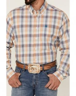 Cinch Men's White Small Plaid Long Sleeve Button-Down Western Shirt  -Cinch Shop 2000358761 100 P3