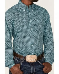 Cinch Men's Modern Fit Turquiose Geo Print Long Sleeve Button-Down Western Shirt  Turquoise -Cinch Shop 2000358768 440 P3