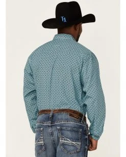 Cinch Men's Modern Fit Turquiose Geo Print Long Sleeve Button-Down Western Shirt  Turquoise -Cinch Shop 2000358768 440 P4