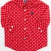 Cinch Infant-Boys' Geo Print Long Sleeve Button-Down Shirt Red