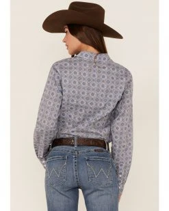 Cinch Women's Tile Print Long Sleeve Button-Down Western Shirt Purple -Cinch Shop 2000362815 500 P4
