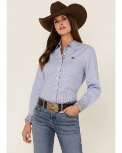 Cinch Women's Stripe Print Long Sleeve Button-Down Western Core Shirt