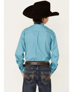 Cinch Boys' ArenaFlex Print Long Sleeve Button-Down Shirt Blue -Cinch Shop 2000362825 400 P3