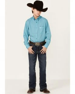 Cinch Boys' ArenaFlex Print Long Sleeve Button-Down Shirt Blue -Cinch Shop 2000362825 400 P4