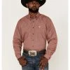 Cinch Men's Star Burgundy Geo Print Long Sleeve Button-Down Western Shirt 