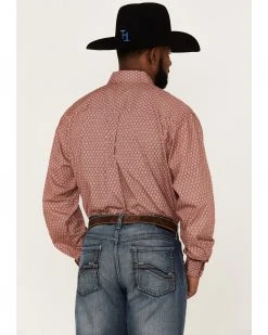 Cinch Men's Star Burgundy Geo Print Long Sleeve Button-Down Western Shirt  -Cinch Shop 2000363562 640 P4