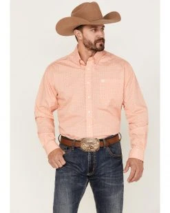 Cinch Men's Geo Print Coral Long Sleeve Button-Down Western Shirt -Cinch Shop 2000363564 850 P1 1