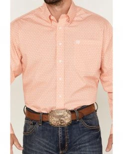 Cinch Men's Geo Print Coral Long Sleeve Button-Down Western Shirt -Cinch Shop 2000363564 850 P3