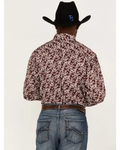 Cinch Men's Floral Burgundy & Grey Geo Print Long Sleeve Button-Down Western Shirt  -Cinch Shop 2000363565 020 P4
