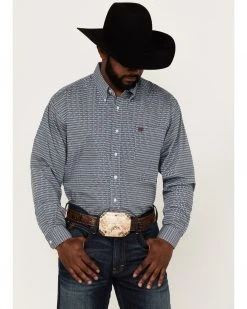 Cinch Men's Hourglass Grey Geo Print Long Sleeve Button-Down Western Shirt 
