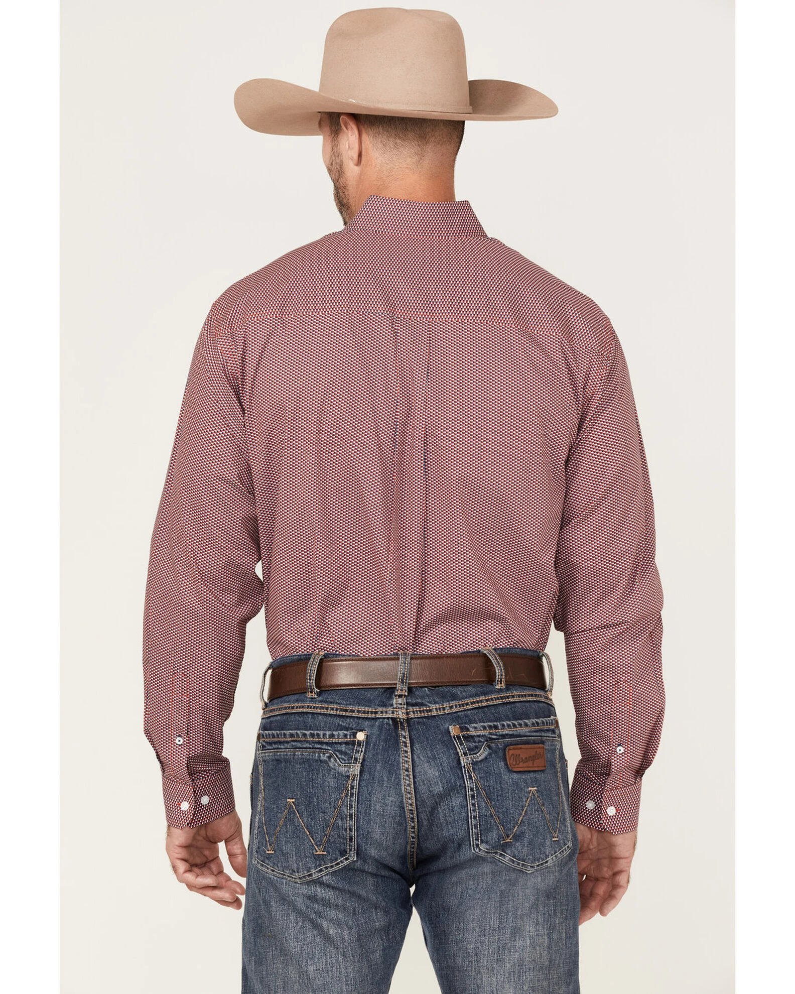 Cinch Men's Stretch Small Check Long Sleeve Button-Down Western Shirt Red 4 Cinch Men's Stretch Small Check Long Sleeve Button-Down Western Shirt Red - Image 4