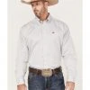 Cinch Men's Stretch White & Tan Stripe Long Sleeve Button-Down Western Shirt - Big 