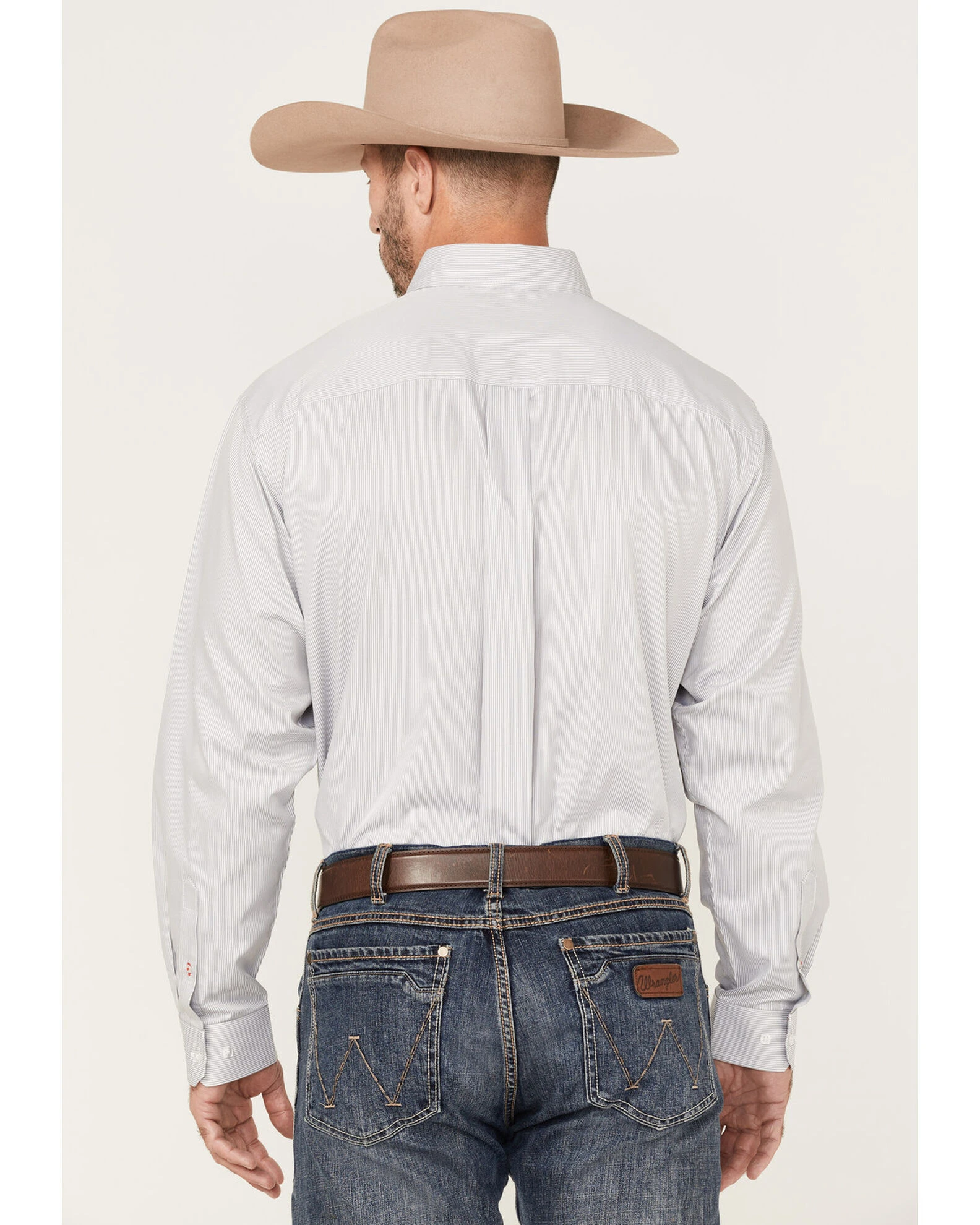 Cinch Men's Stretch White & Tan Stripe Long Sleeve Button-Down Western Shirt - Big 4 Cinch Men's Stretch White & Tan Stripe Long Sleeve Button-Down Western Shirt - Big - Image 4