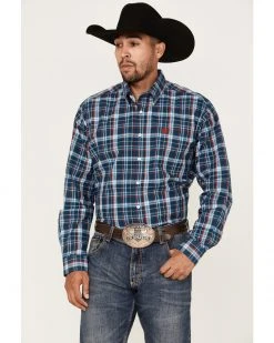 Cinch Men's Large Plaid Long Sleeve Button-Down Western Shirt  Navy -Cinch Shop 2000363573 410 P1 1