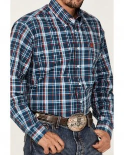 Cinch Men's Large Plaid Long Sleeve Button-Down Western Shirt  Navy -Cinch Shop 2000363573 410 P3