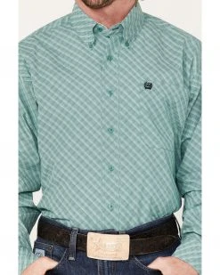 Cinch Men's Small Plaid Western Shirt  Green -Cinch Shop 2000363575 300 P3