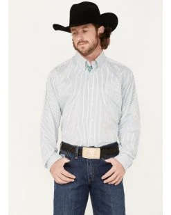 Cinch Men's Stretch Multi Stripe Long Sleeve Button-Down Western Shirt  White -Cinch Shop 2000363576 100 P1 1