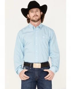 Cinch Men's Floral Medallion Print Western Shirt  Light Blue